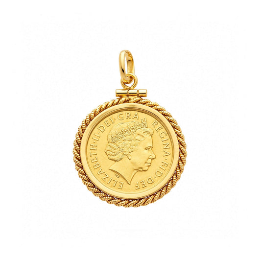 Meia Libra Rainha Isabel II (2002) em Ouro de 22kl com Aro Corda em Ouro de 19kl - Loja do Ouro
