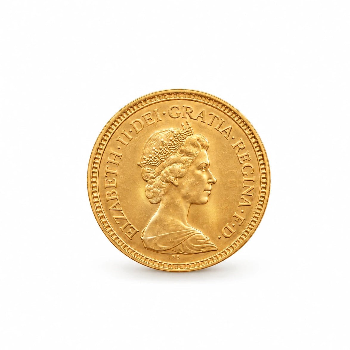 Meia libra britânica da Rainha Isabel II em ouro de 22 quilates, com data sob consulta.