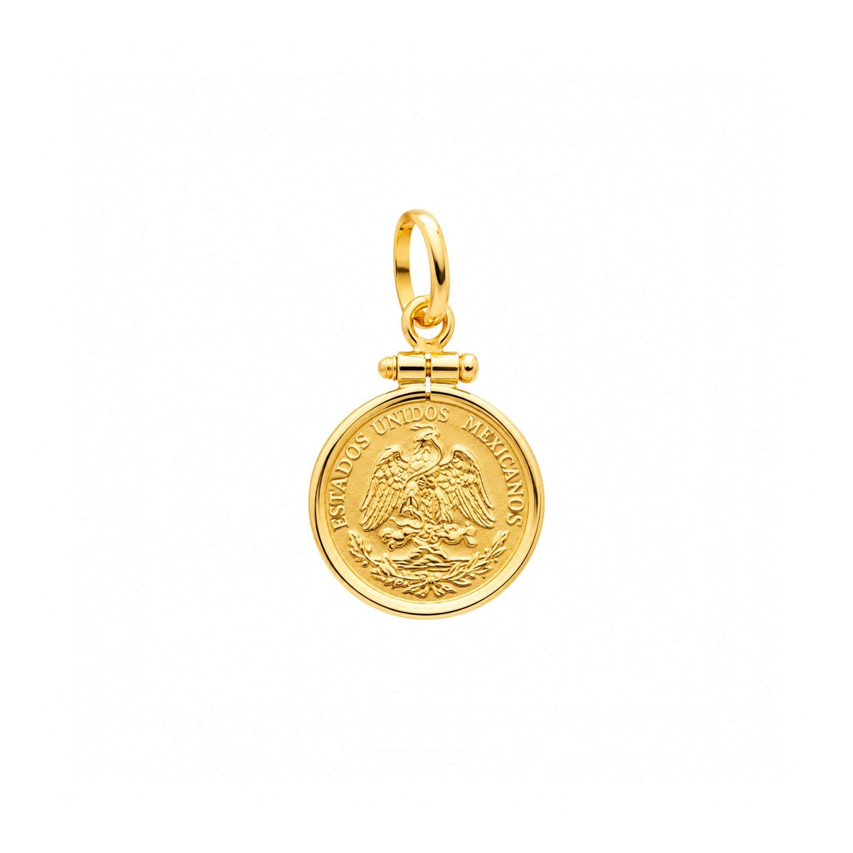 Moeda de 2 Pesos Mexicanos em Ouro de 22kl (1945) com Aro Simples 19kl - Loja do Ouro
