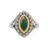 Anel Oval em Prata e Ouro 9kl com Pedra Verde