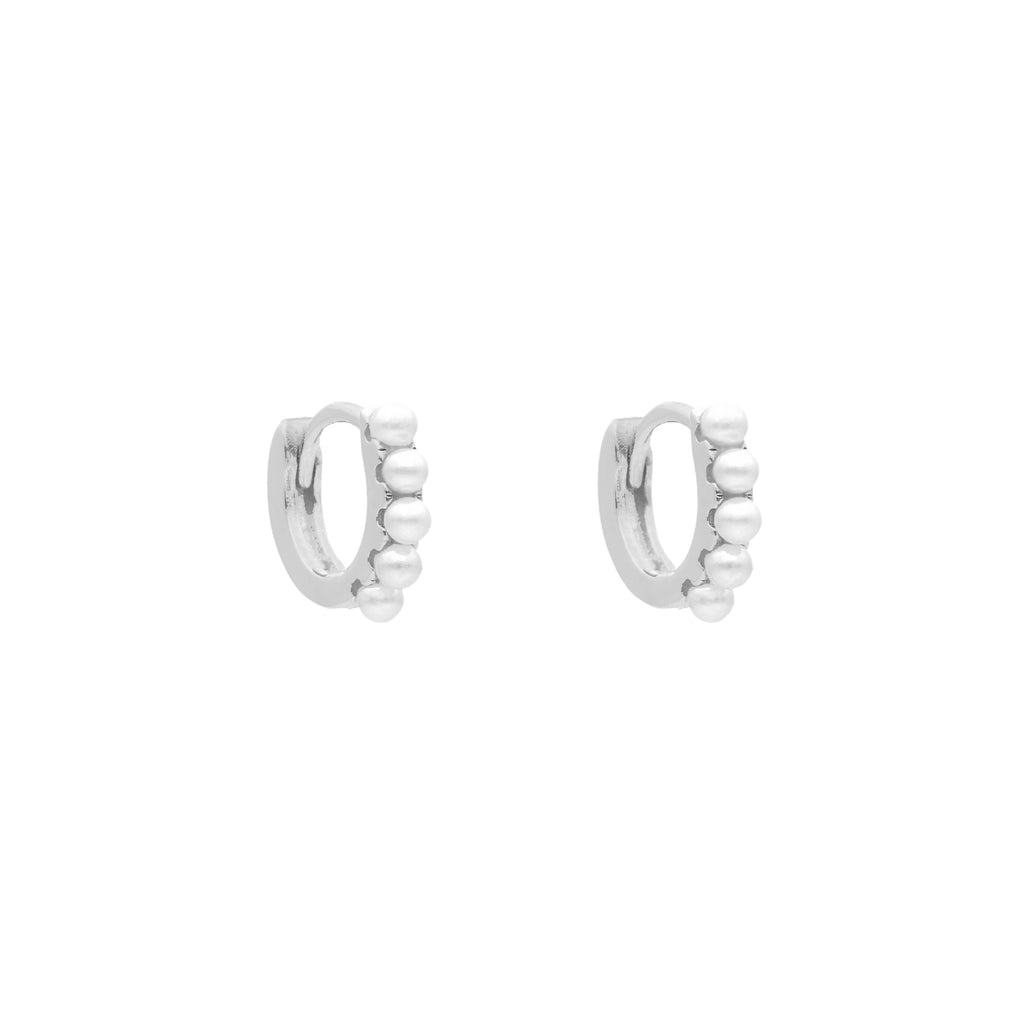 Argolas Mini em Prata com Pérolas (1cm)