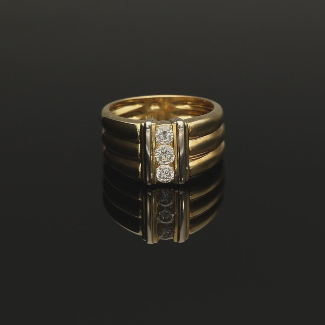 Anillo Oro Amarillo 19,2 quilates y Oro Blanco 19,2 quilates con Diamantes (T15)