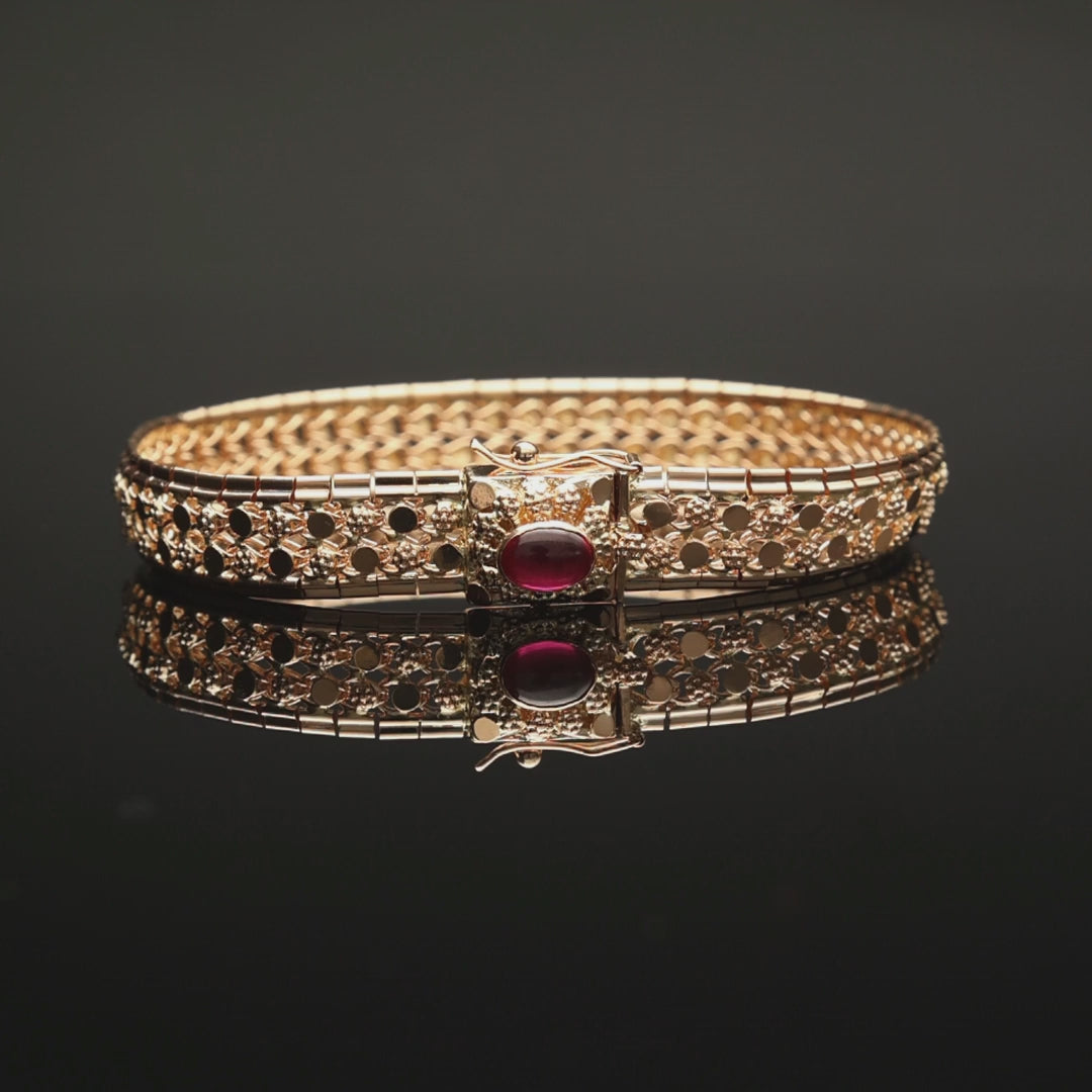 Pulsera Baronesa Oro 19,2kl con Caramujos y Rubí (19cm)