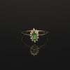 Anel Chuveiro em Ouro com Diamantes e Pedra Verde (T15)
