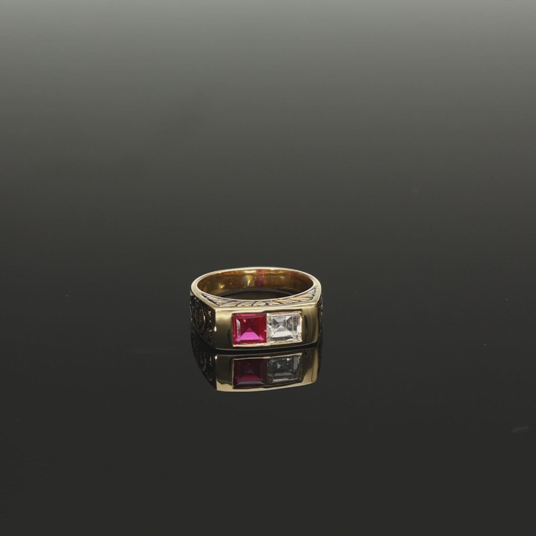 Anillo de Curso ISMAG en Oro 19,2kl con Rubí y Circón (T14)