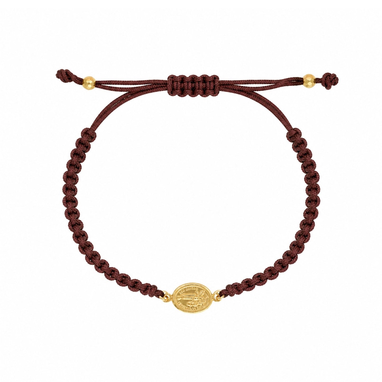 Pulseira Ajustável em Nylon Castanho com Medalha N Sra de Fátima - Loja do Ouro