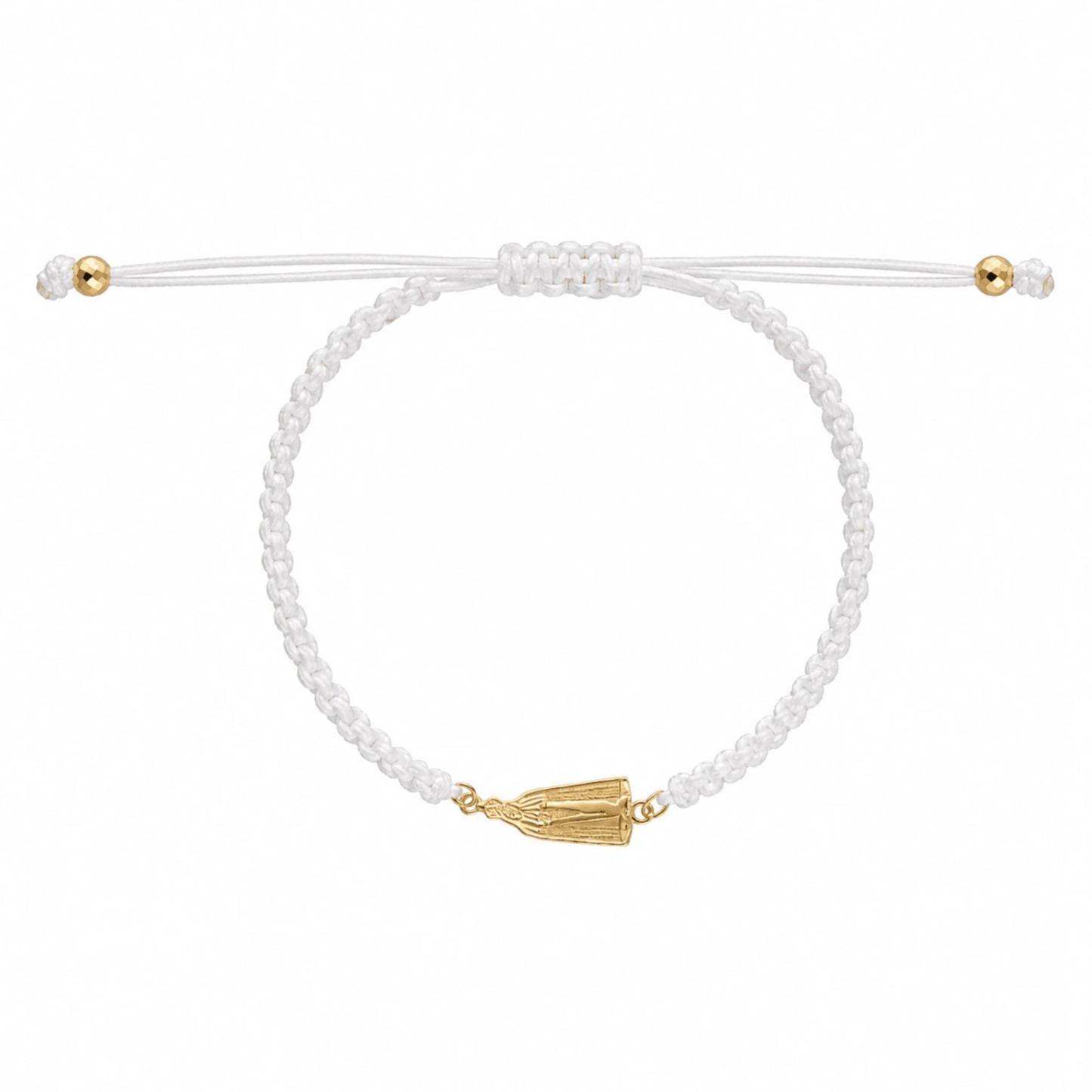 Pulseira Ajustável em Nylon com Medalha N Sra de Fátima em Prata Dourada - Loja do Ouro