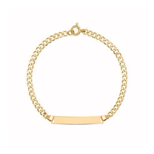 Pulseira Balha Barbela em Ouro 19kl com Chapa para gravação (17cm) - Loja do Ouro