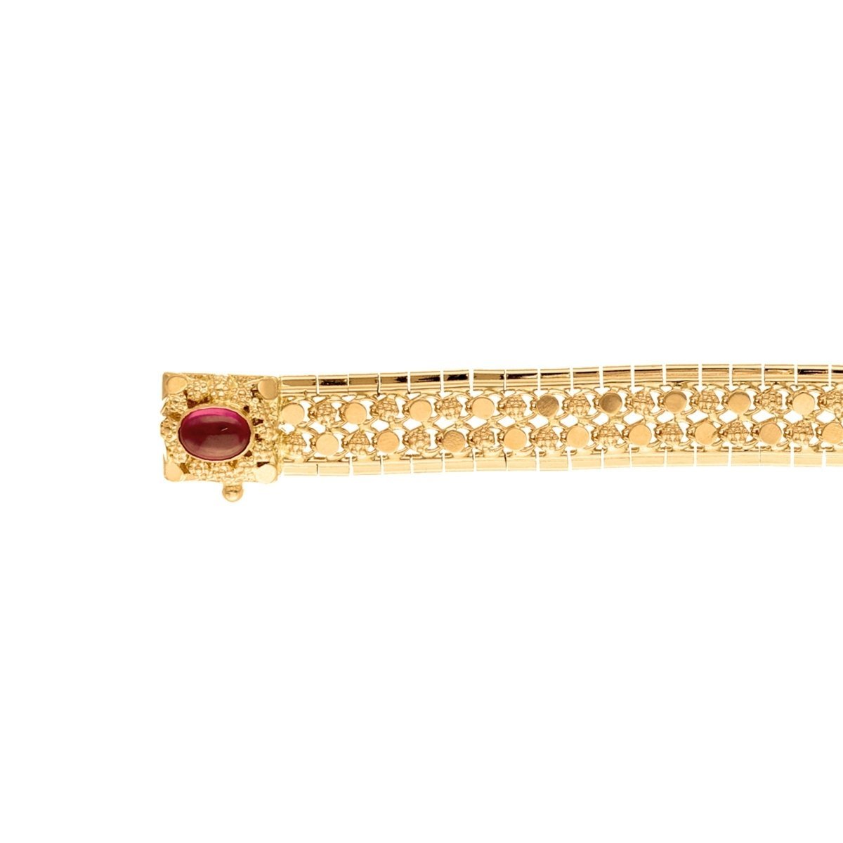 Pulsera de Baronesa en oro de 19 kl con caracoles y rubí (19cm) - Gold Store Premium