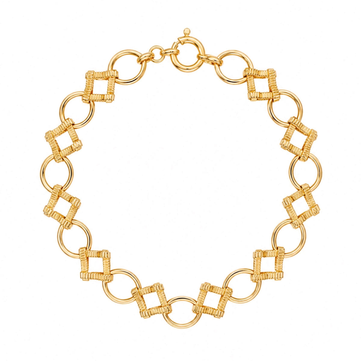 Pulseira Baronesa em Ouro 19kl com Elos Lapidados e Elos Ovais (20.5cm) - Loja do Ouro