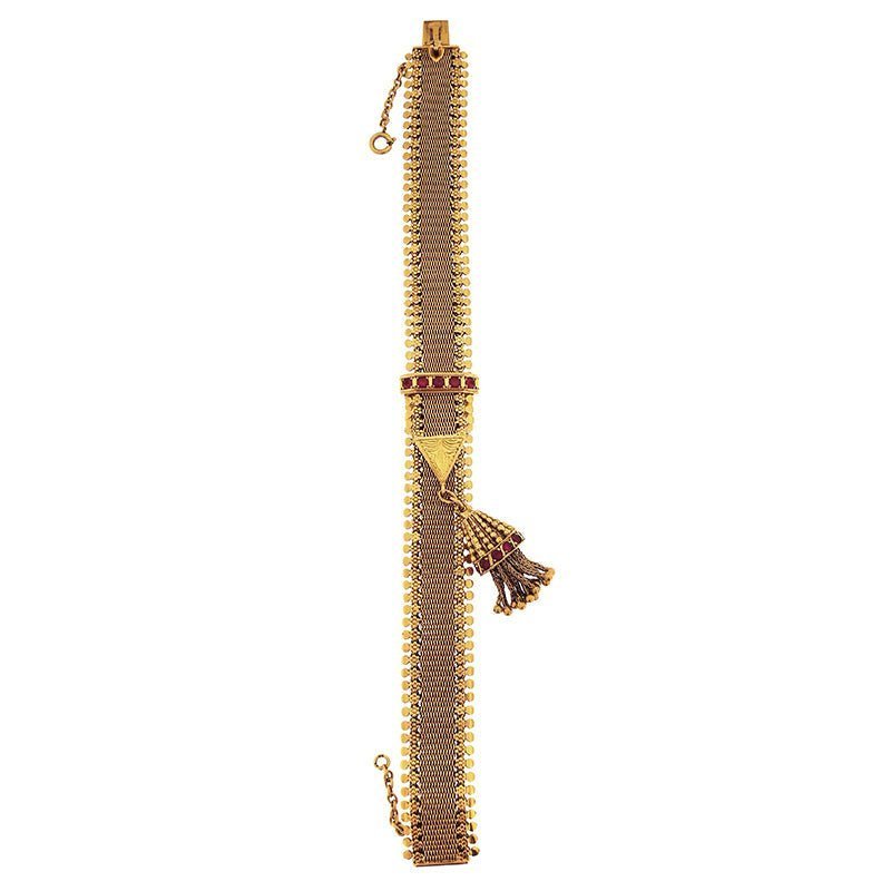 Pulsera de oro de 19 kl con piedras rosas - Gold Store Premium