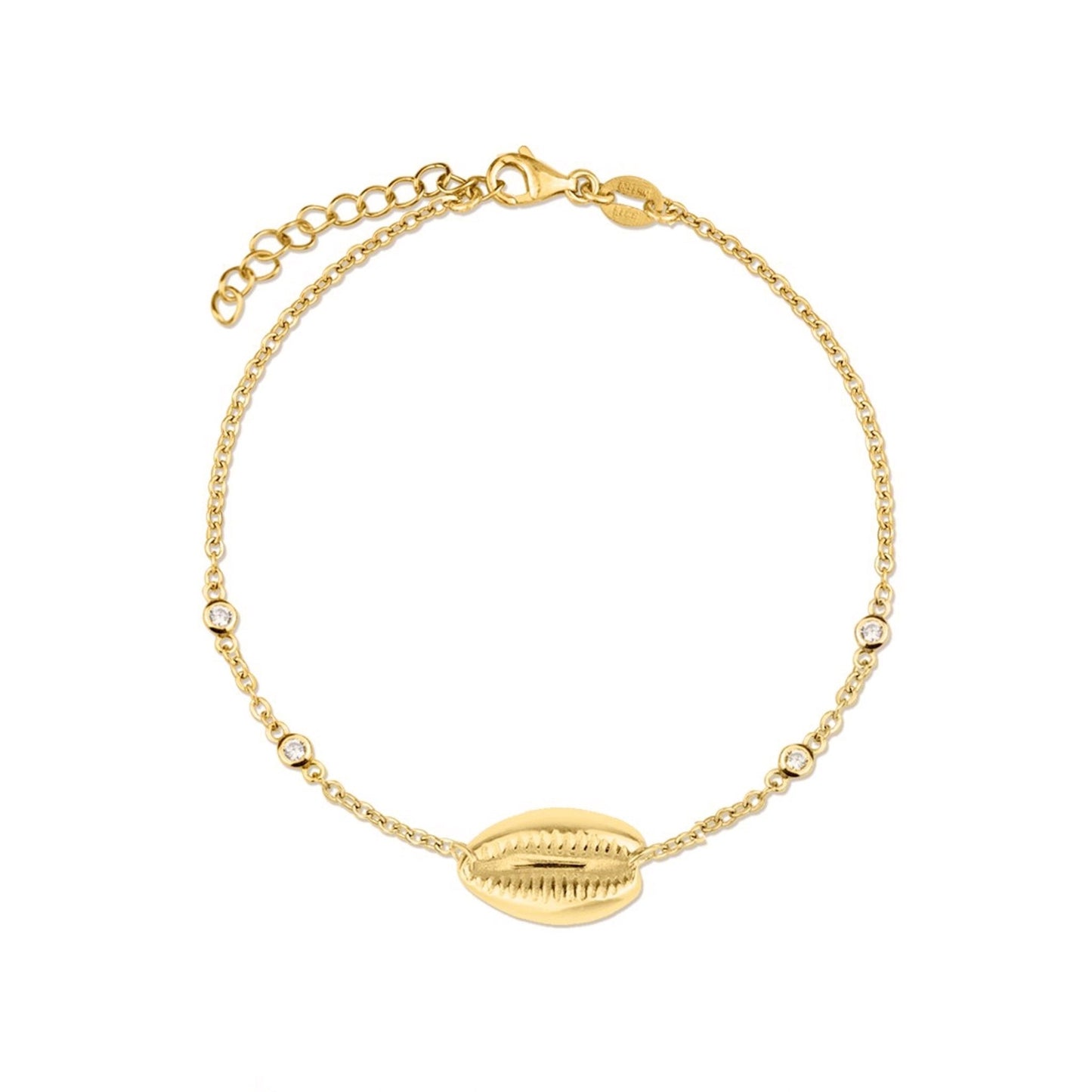 Pulseira Buzio em Prata Dourada com Zircónias - Loja do Ouro