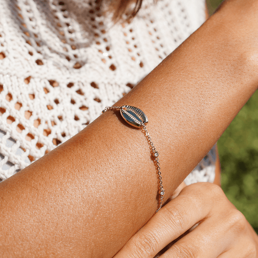Pulseira Buzio em Prata Dourada com Zircónias - Loja do Ouro