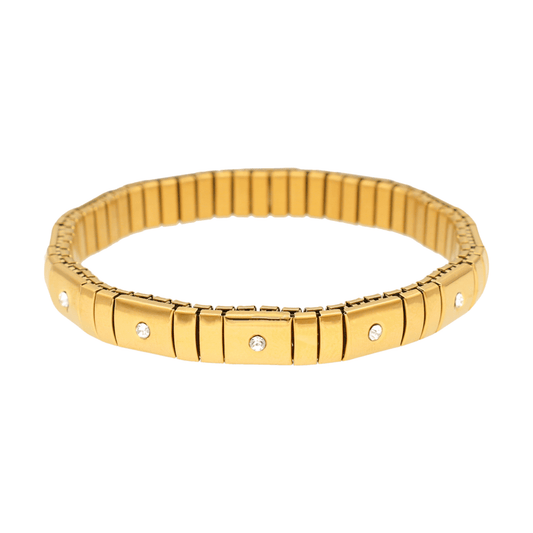 Pulseira Cleópatra em Aço Dourado e Zircónias - Loja do Ouro