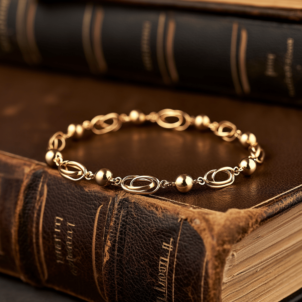 Pulseira com Elos e Esferas em Ouro 19kl (18.5cm) - Loja do Ouro