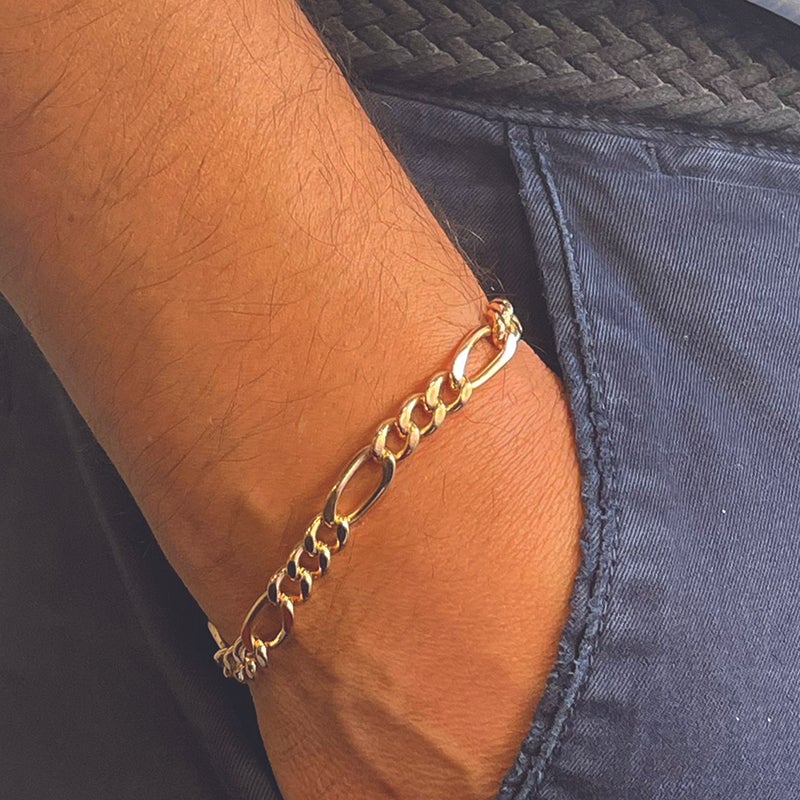 Pulsera de malla 3x1 en oro (22cm) - Gold Store Premium