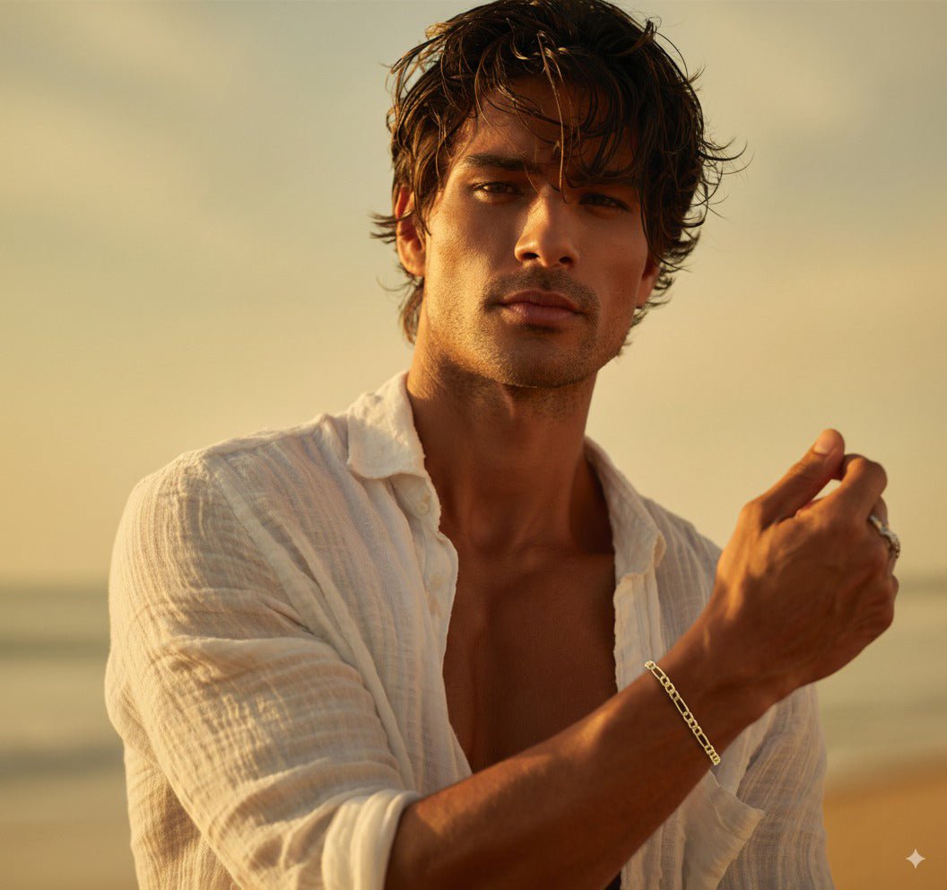 Pulseira com Malha 3x1 em Ouro (22cm) - Loja do Ouro