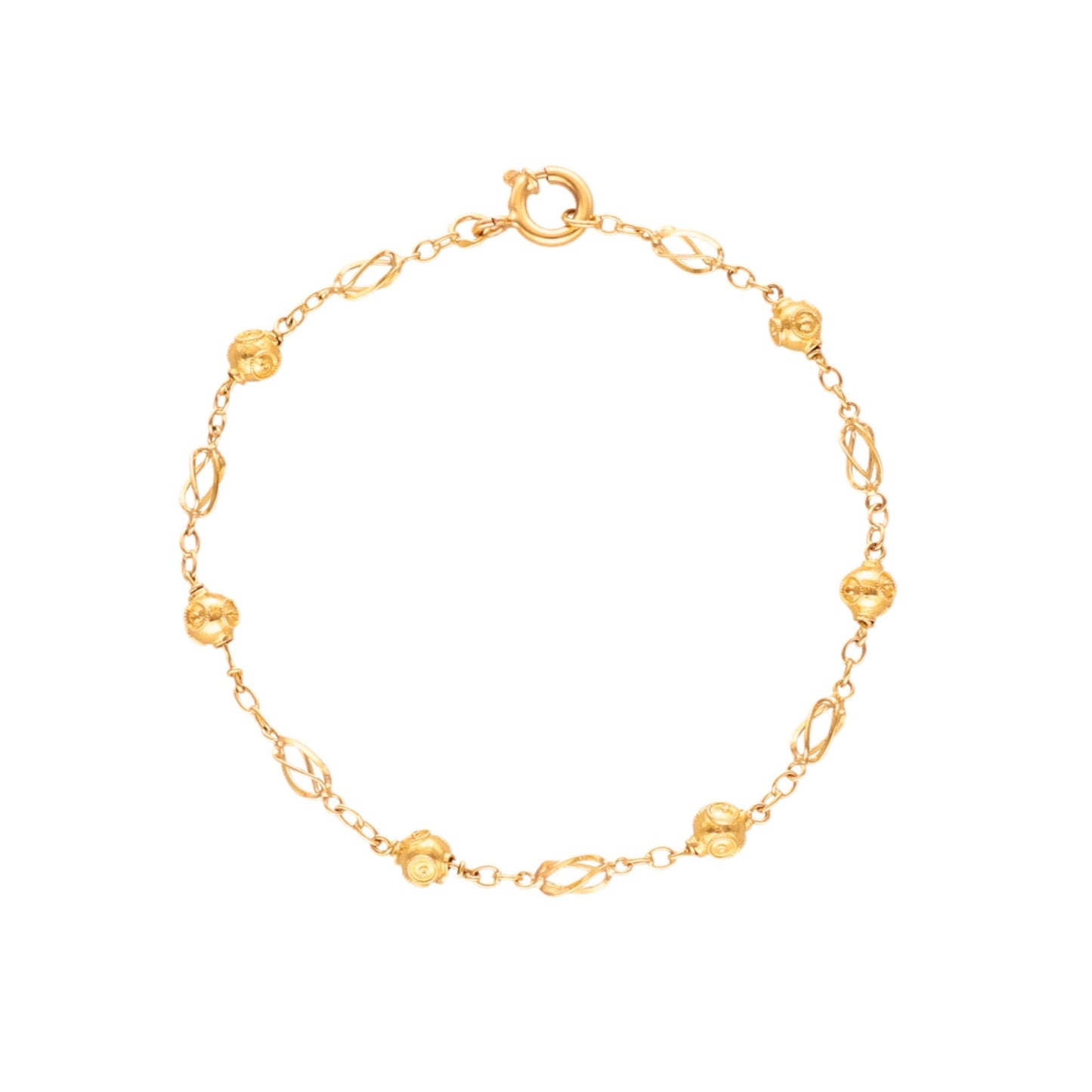 Pulseira com Rocas e Bolas de Viana em Ouro 19kl (18.5cm) - Loja do Ouro
