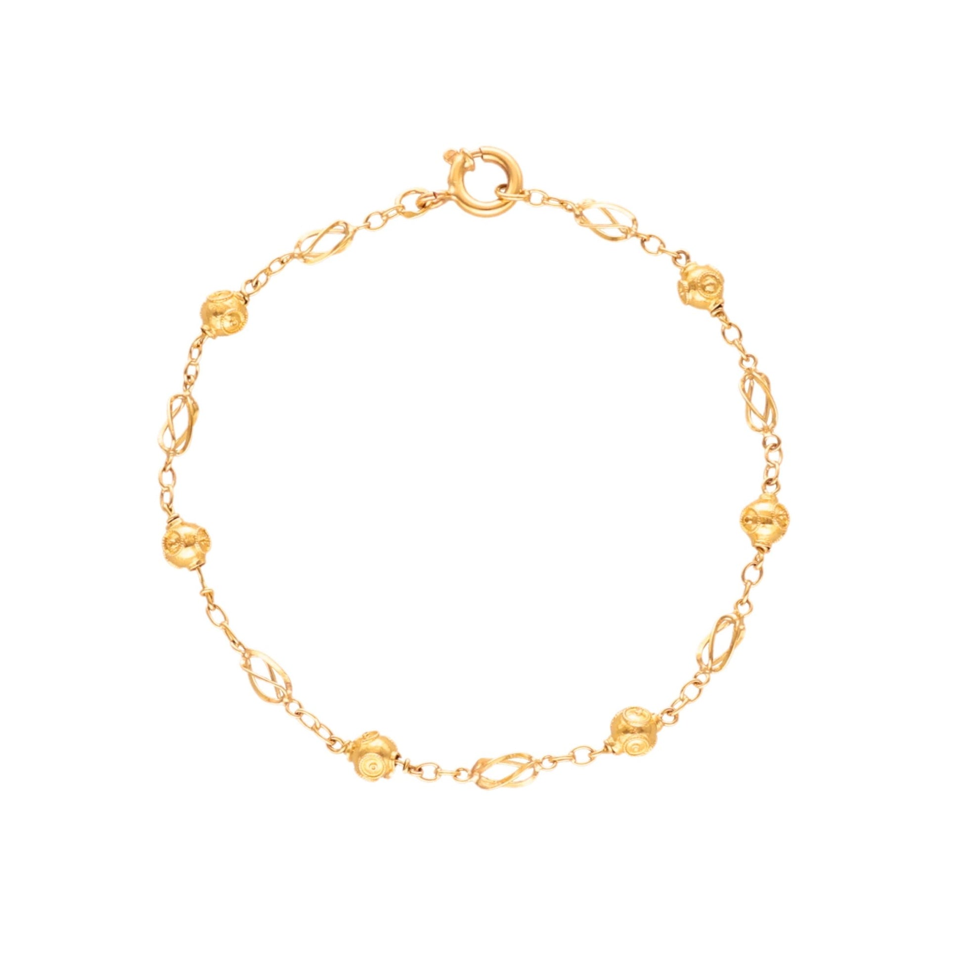 Pulseira com Rocas e Bolas de Viana em Ouro 19kl (18.5cm) - Loja do Ouro