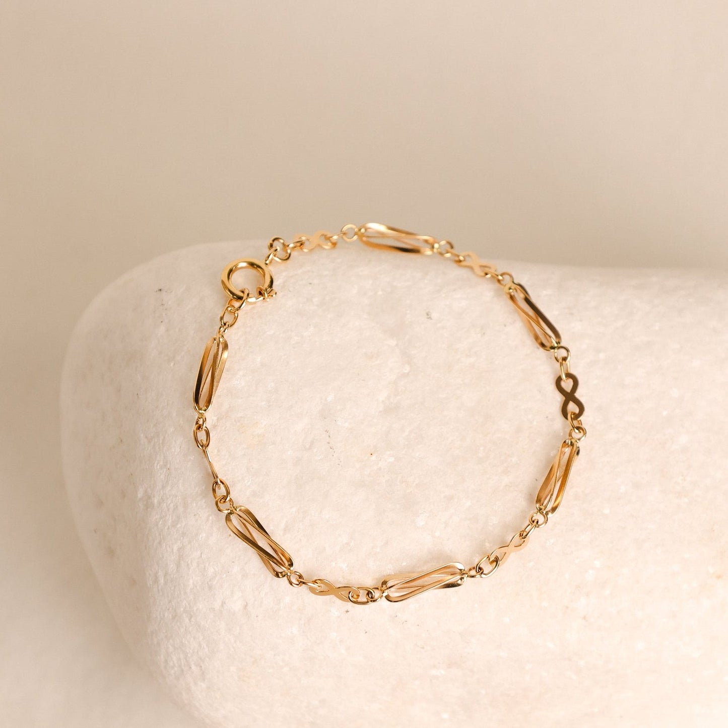 Pulseira com Rocas e Infinitos em Ouro 19kl (18cm) - Loja do Ouro