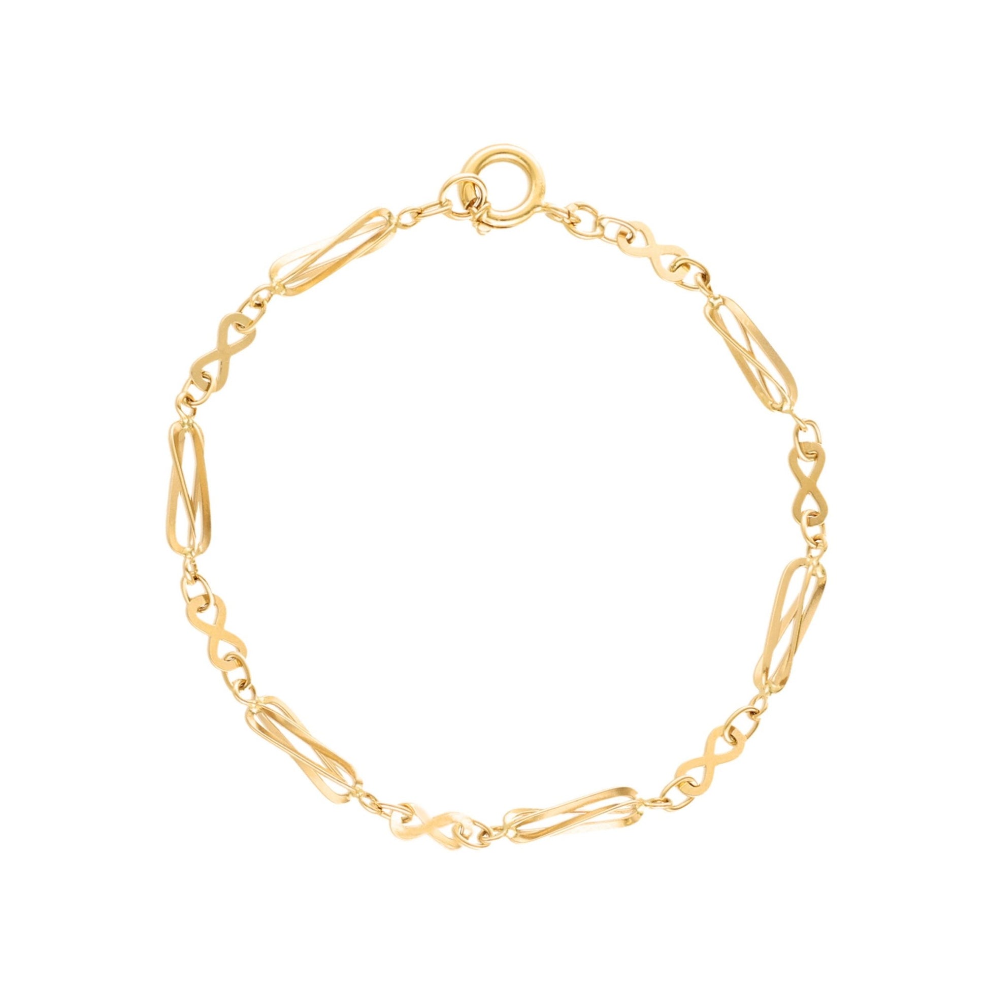Pulseira com Rocas e Infinitos em Ouro 19kl (18cm) - Loja do Ouro
