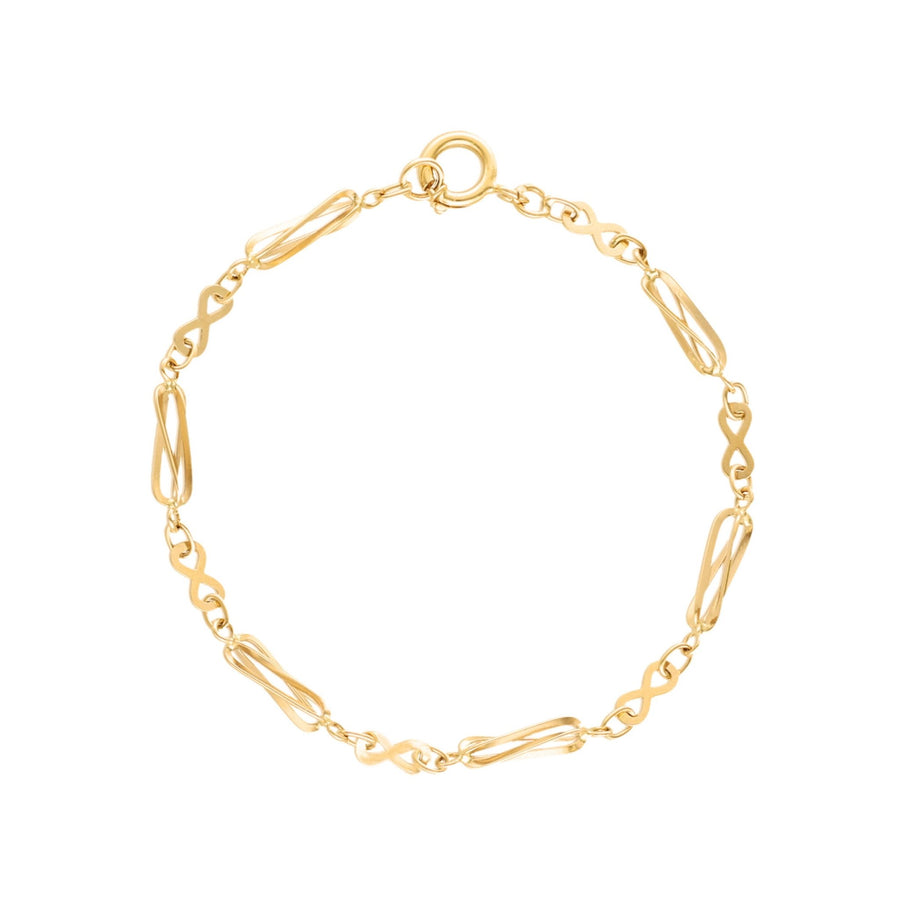 Pulseira com Rocas e Infinitos em Ouro 19kl (18cm) - Loja do Ouro
