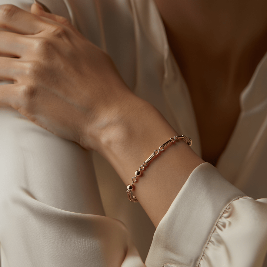 Pulseira com Traves e Esferas em Ouro 19kl (18cm) - Loja do Ouro