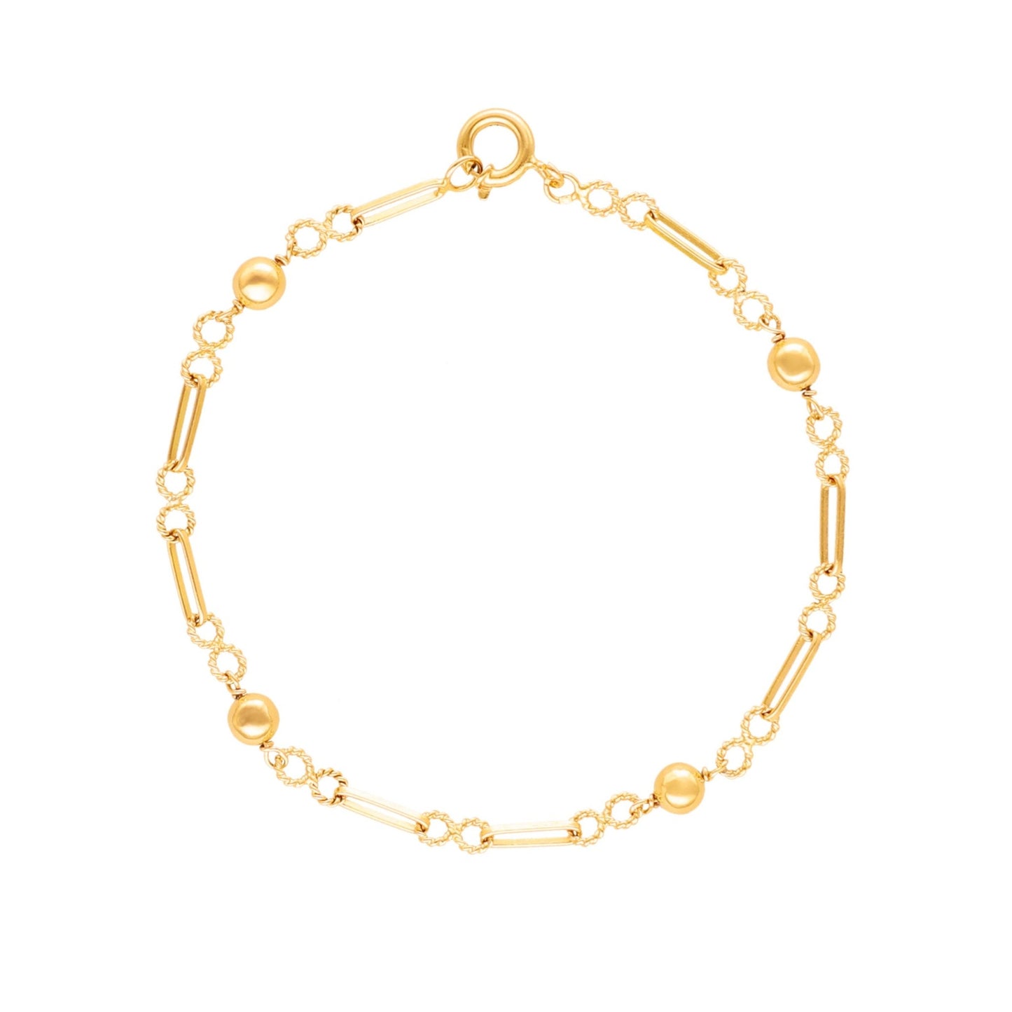 Pulseira com Traves e Esferas em Ouro 19kl (18cm) - Loja do Ouro