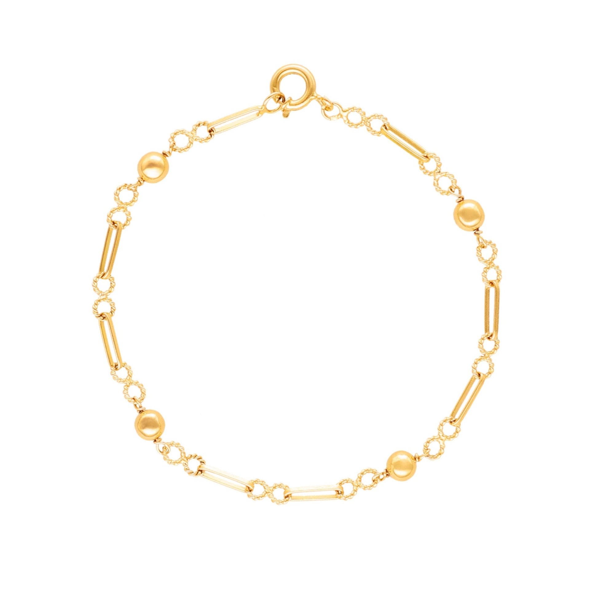 Pulseira com Traves e Esferas em Ouro 19kl (18cm) - Loja do Ouro