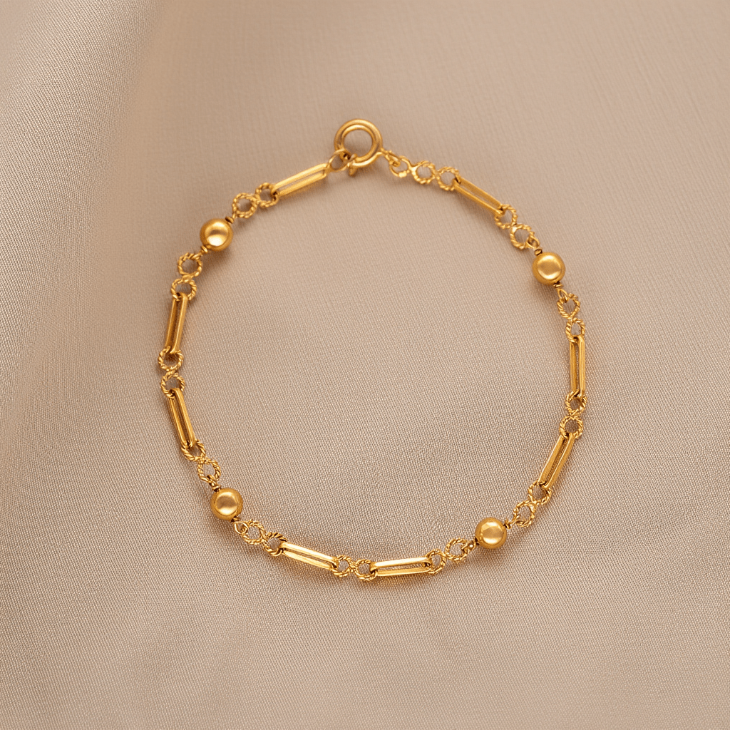 Pulseira com Traves e Esferas em Ouro 19kl (18cm) - Loja do Ouro