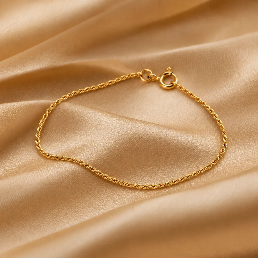 Pulseira Criança com Malha Corda em Ouro 19kl (14cm) - Loja do Ouro