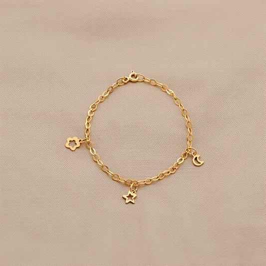 Pulseira Criança com Pendentes em Ouro 19kl (14cm) - Loja do Ouro