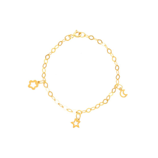 Pulseira Criança com Pendentes em Ouro 19kl (14cm) - Loja do Ouro