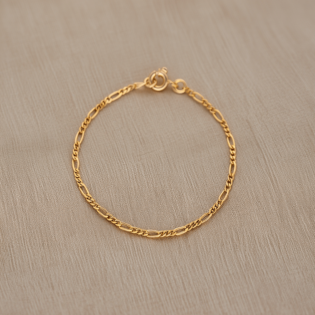 Pulsera infantil de malla 3x1 en oro 19kl (14cm) - Gold Store Premium
