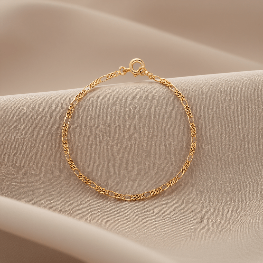 Pulsera infantil de malla 3x1 en oro 19kl (14cm) - Gold Store Premium