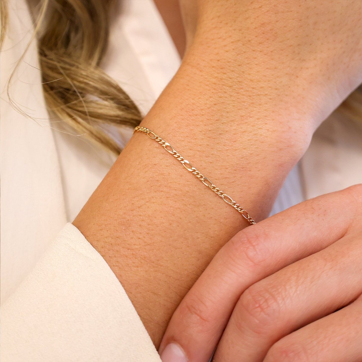 Pulsera infantil de malla 3x1 en oro 19kl (14cm) - Gold Store Premium
