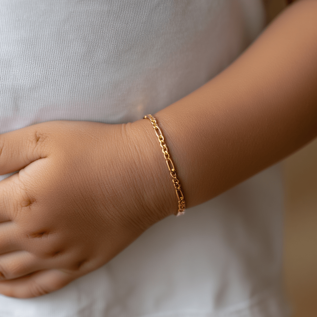 Pulsera infantil de malla 3x1 en oro 19kl (15cm) - Gold Store Premium
