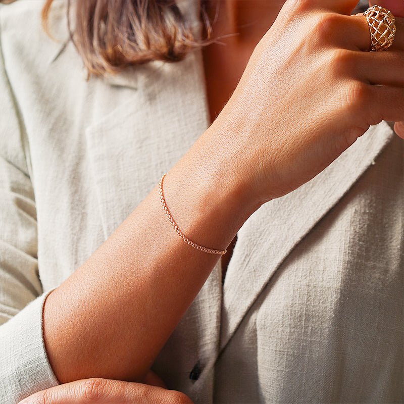 Pulseira Criança Malha Friso em Ouro 19kl (13cm) - Loja do Ouro