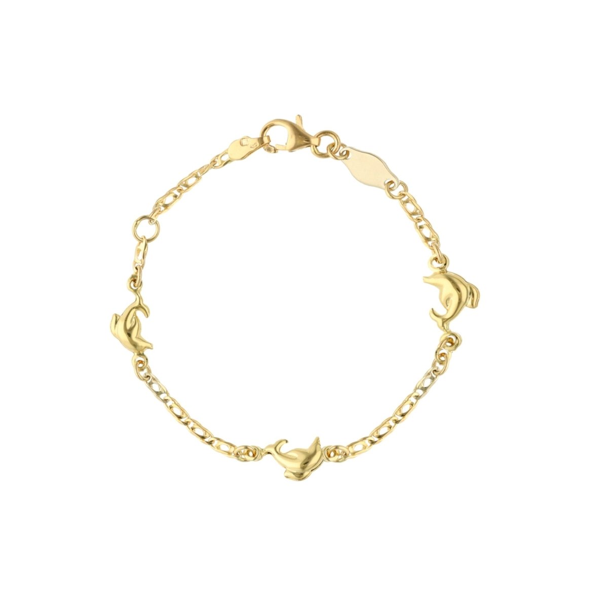 Pulsera dorada para niños con delfines (12cm) - Gold Store Premium