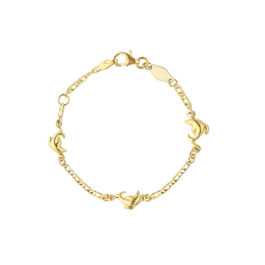Pulseira de Criança em Ouro com Golfinhos (12cm) - Loja do Ouro