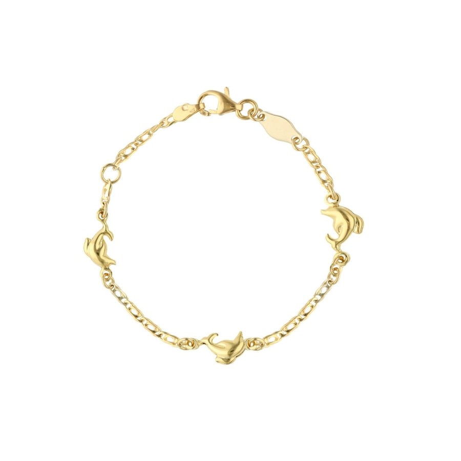 Pulsera dorada para niños con delfines (12cm) - Gold Store Premium