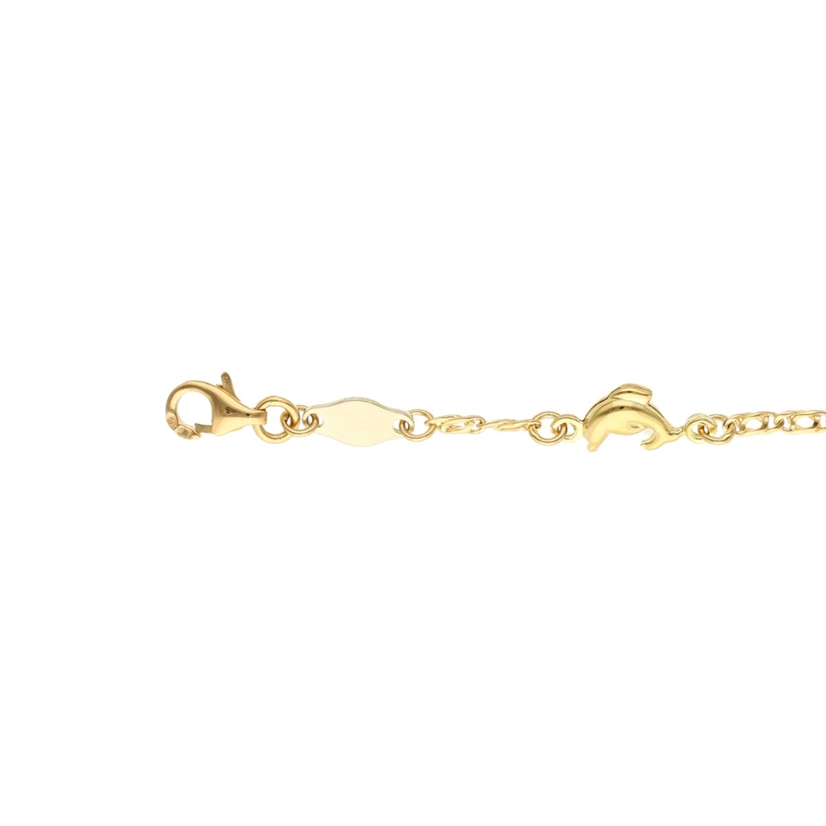 Pulsera dorada para niños con delfines (12cm) - Gold Store Premium