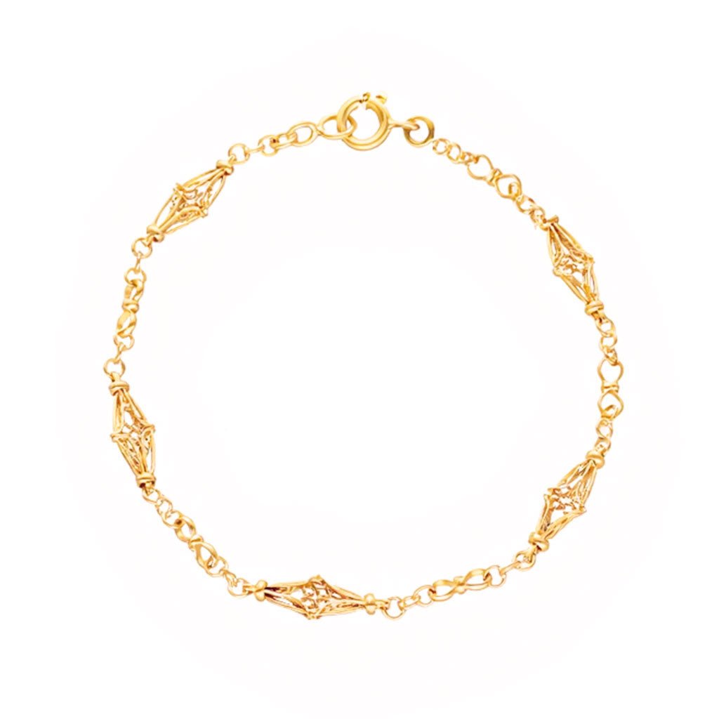 Pulseira de Elos Largos e Trabalhados em Ouro 19kl (18cm) - Loja do Ouro