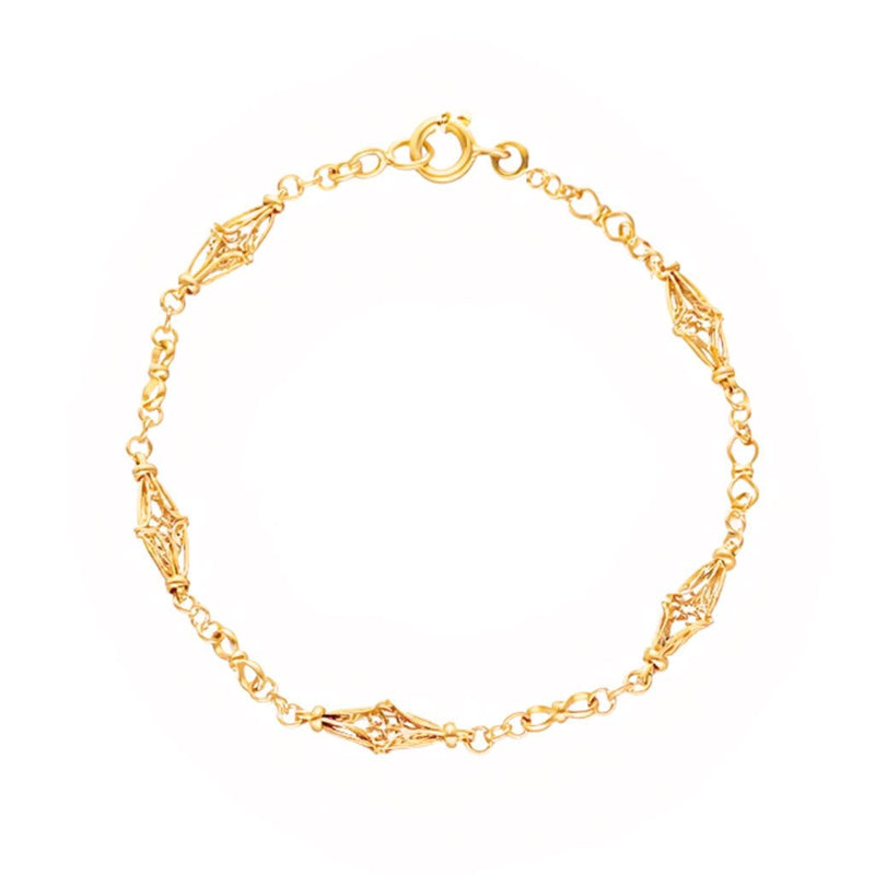 Pulseira de Elos Largos e Trabalhados em Ouro 19kl (18cm) - Loja do Ouro