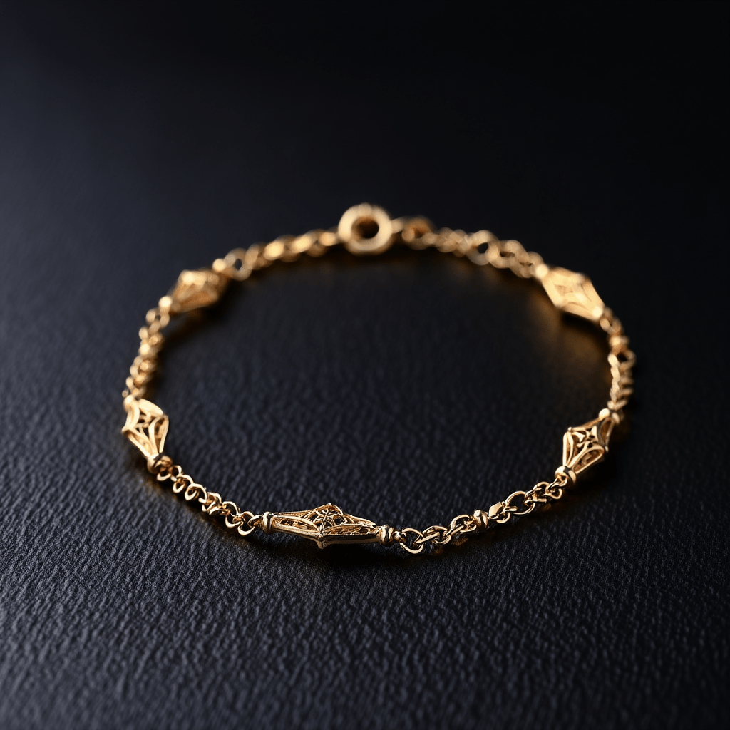 Pulseira de Elos Largos e Trabalhados em Ouro 19kl (18cm) - Loja do Ouro