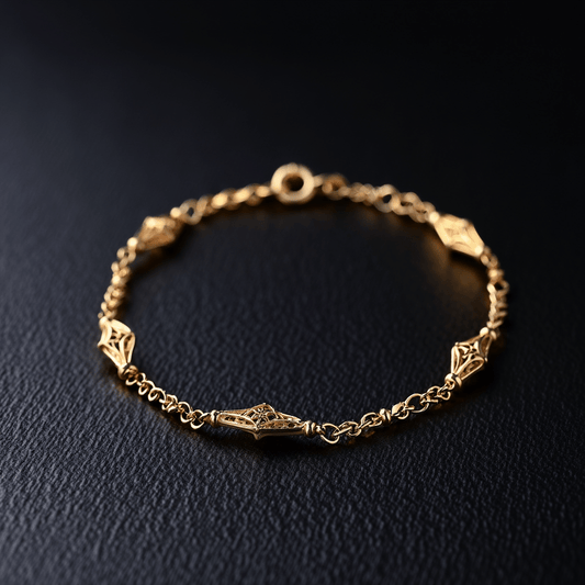 Pulseira de Elos Largos e Trabalhados em Ouro 19kl (18cm) - Loja do Ouro