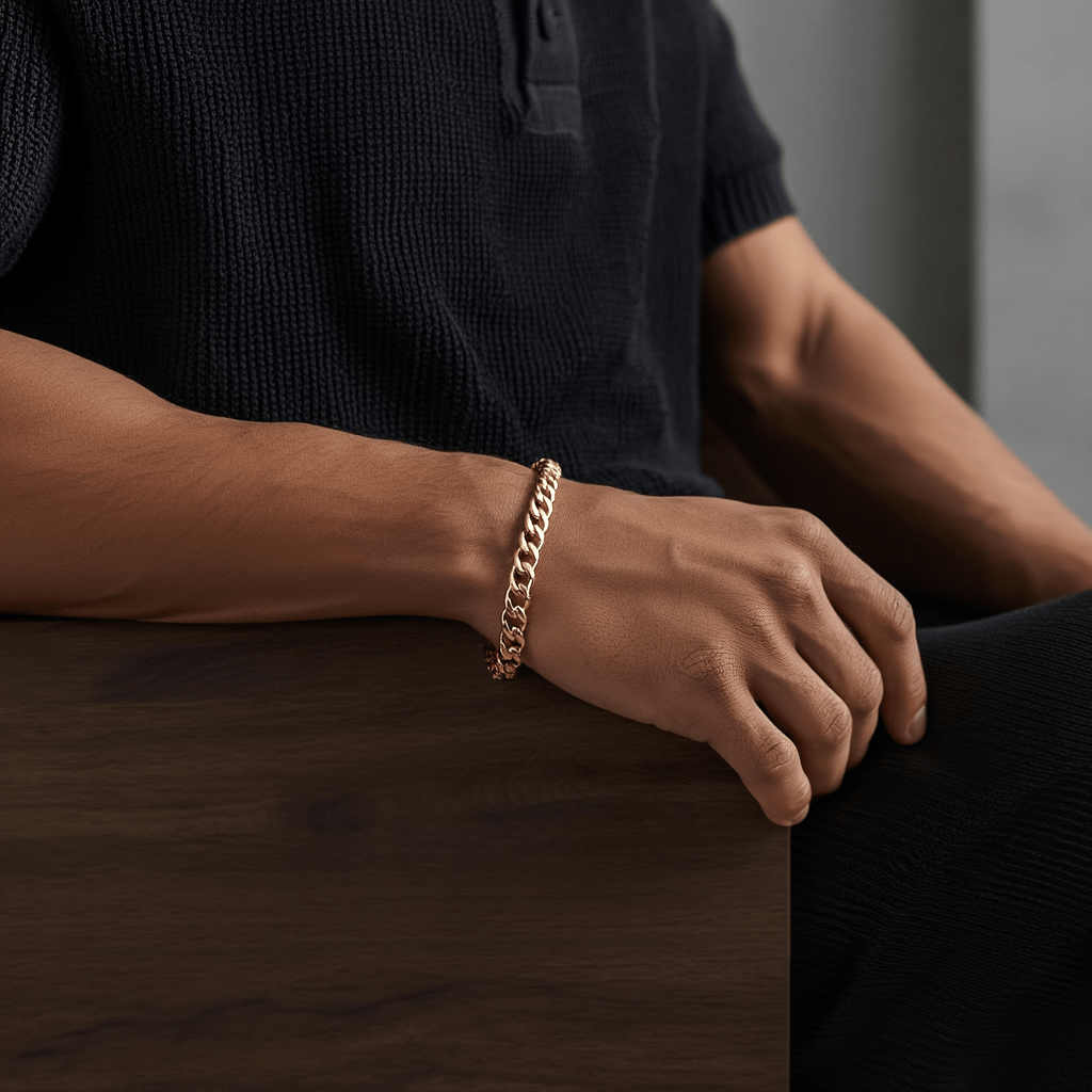 Pulsera de hombre en oro 19kl con malla Barbela (20cm) - Gold Store Premium