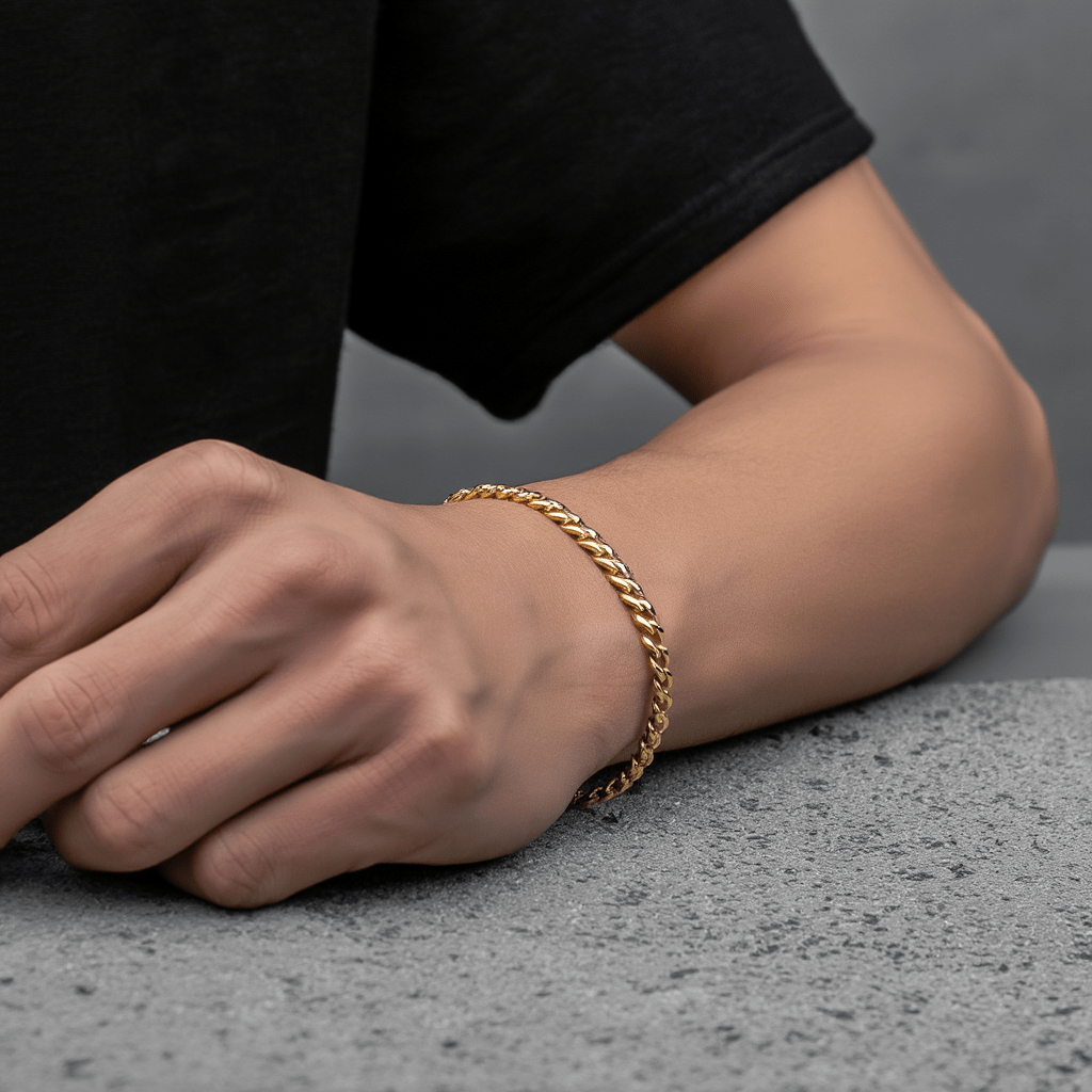 Pulsera de hombre en oro 19kl con malla Barbela (20cm) - Gold Store Premium