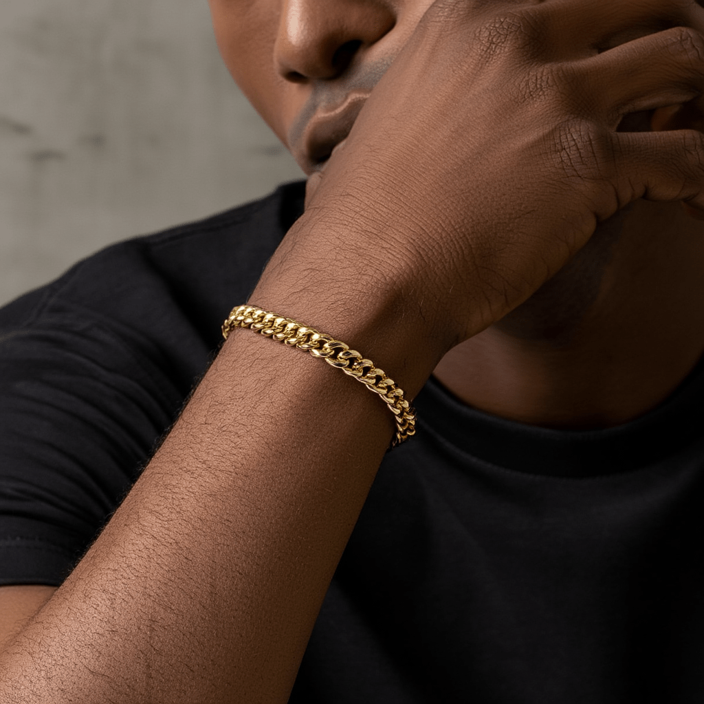 Pulsera de hombre en oro 19kl con malla Barbela (20cm) - Gold Store Premium