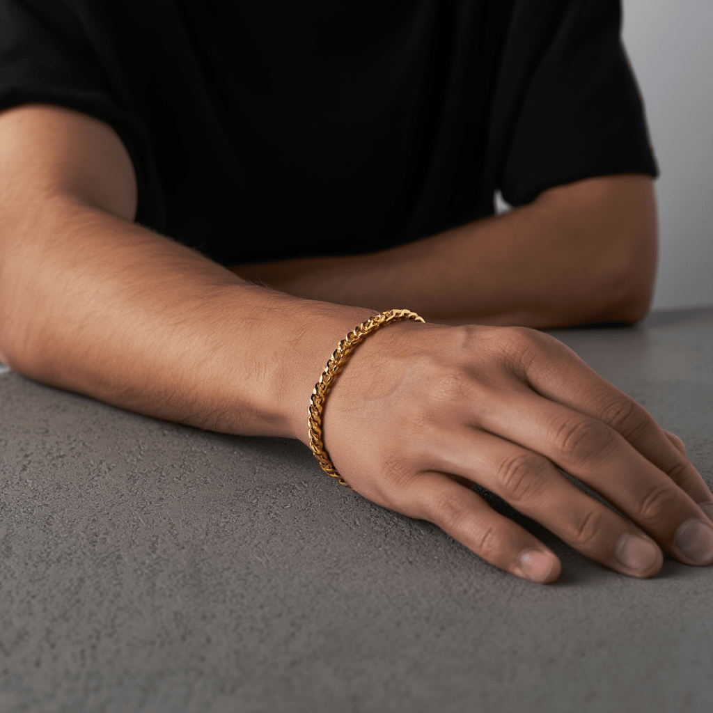 Pulsera de hombre en oro 19kl con malla Barbela (20cm) - Gold Store Premium